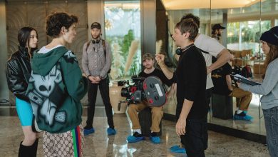 Cinematographer Drew Daniels (center) on the set of