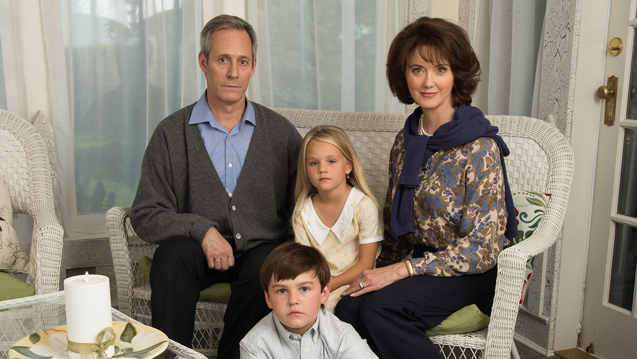 Who Killed Jonbenet?, (from left): Michel Gill (as John Ramsey), Kiefer O'Reilly (as Burke Ramsey), Payton Lepinski (as JonBenet Ramsey), Julia Campbell (as Patsy Ramsey), (airs Nov. 5, 2016).