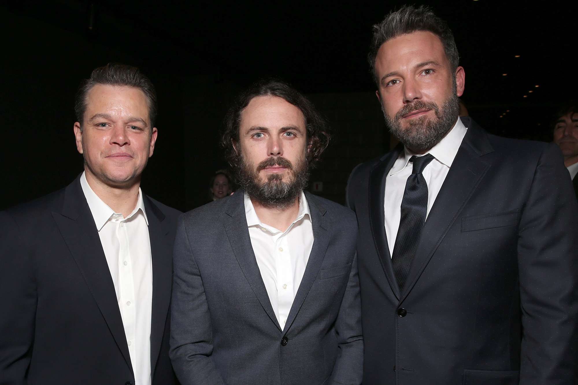 Matt Damon, Ben Affleck, and Casey Affleck at the "Manchester By The Sea" Los Angeles Premiere on November 14, 2016 in Beverly Hills, California.