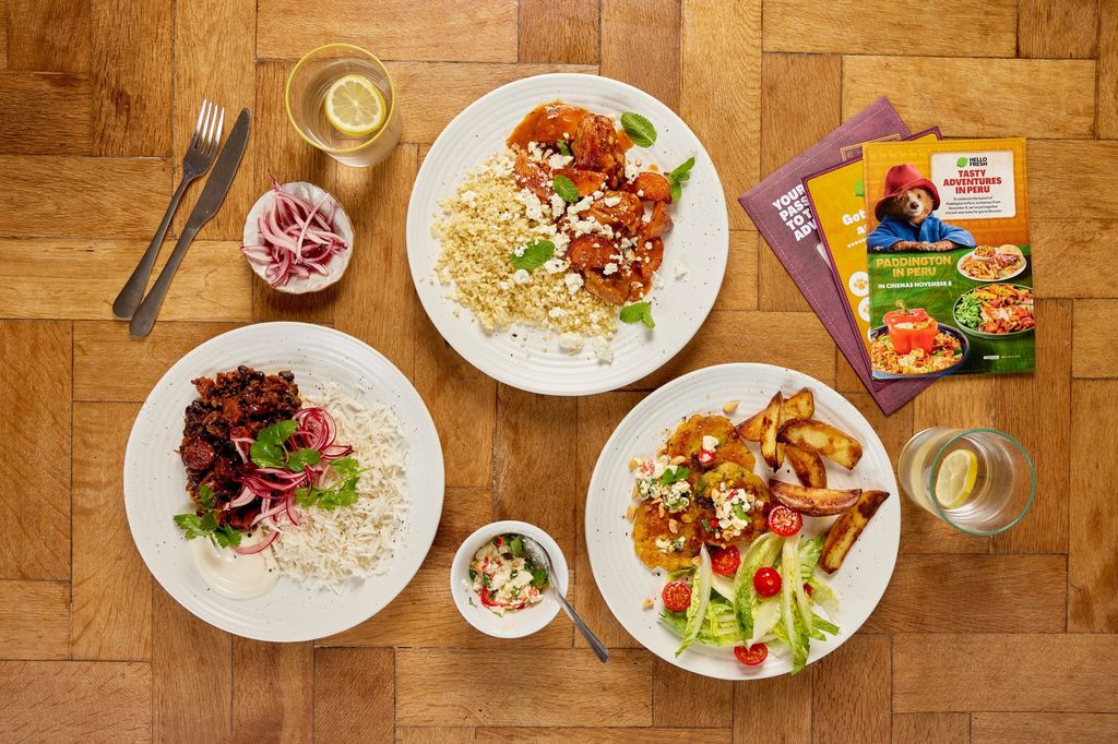 flatlay of three peruvian dishes