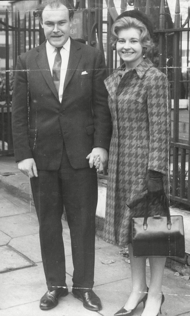 Prunella Scales at her wedding to actor Timothy West at Chelsea Register Office.