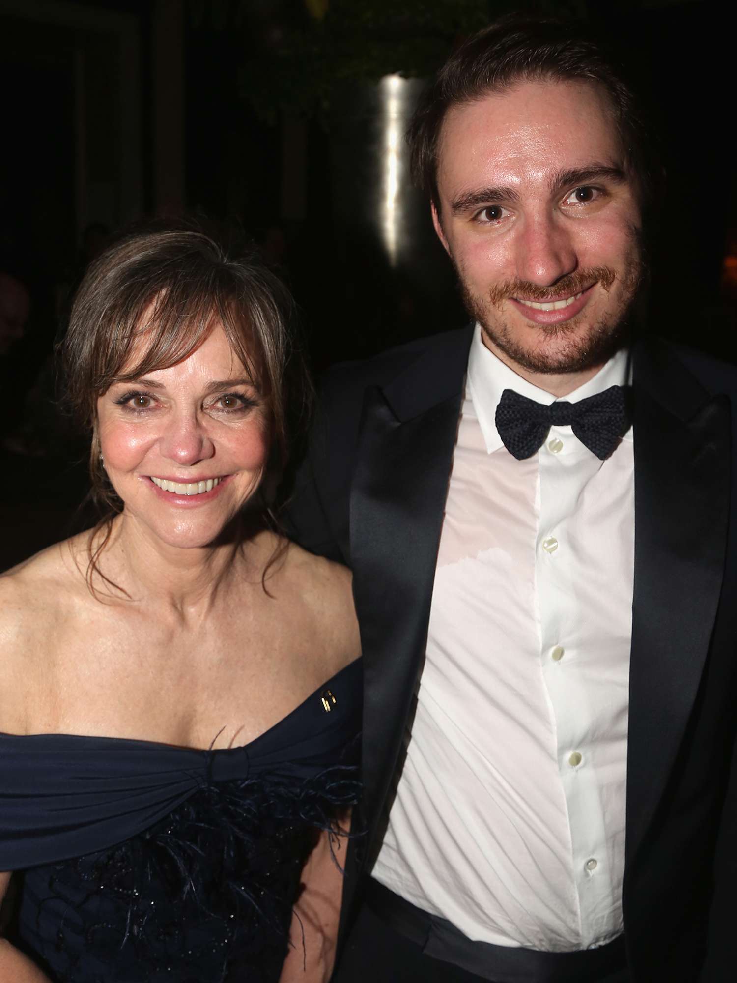 Sally Field and son Sam Greisman pose at the 2017 DKC/O&M Tony After Party on June 11, 2017 in New York City. 