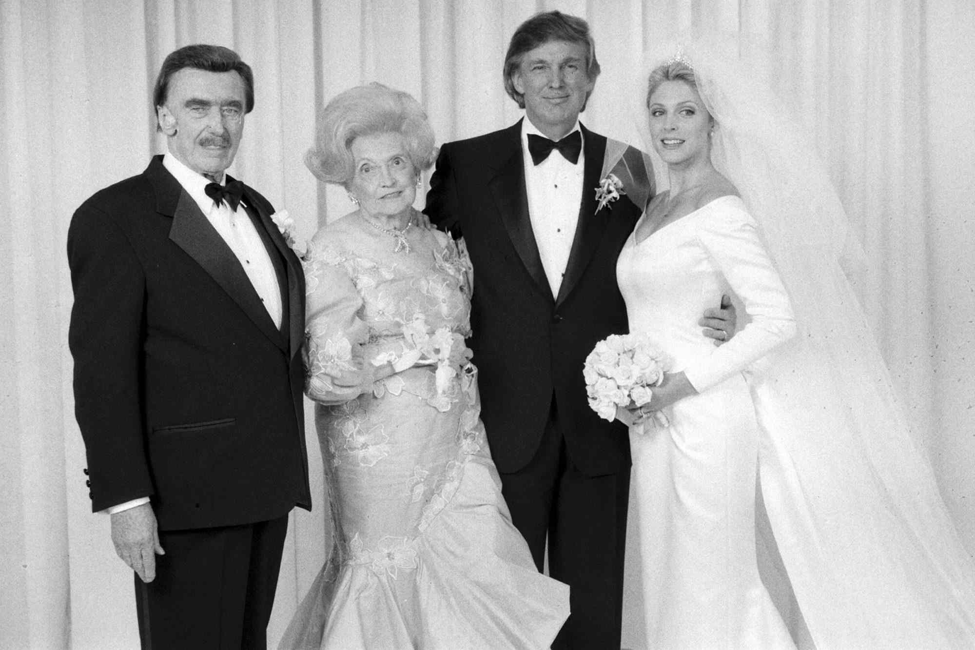 Donald Trump, Marla Maples with Donald Father Fred Trump and Mother at His Wedding