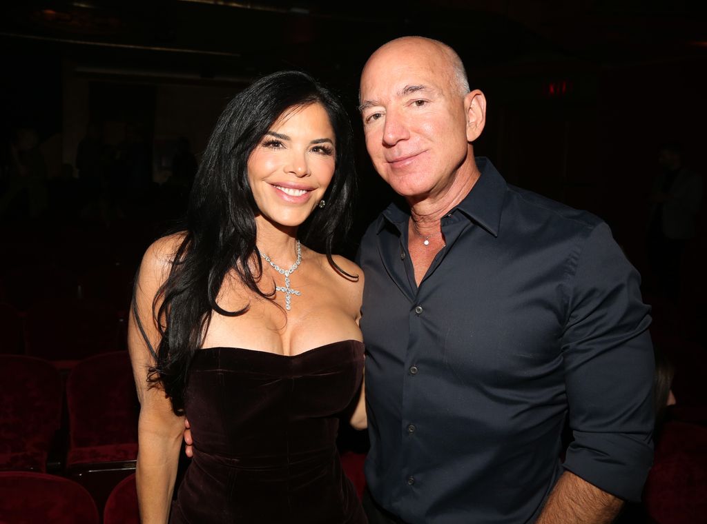 Lauren Sanchez and Jeff Bezos attend the opening night of "Sunset BLVD" at St James Theater on October 20, 2024 in New York City.