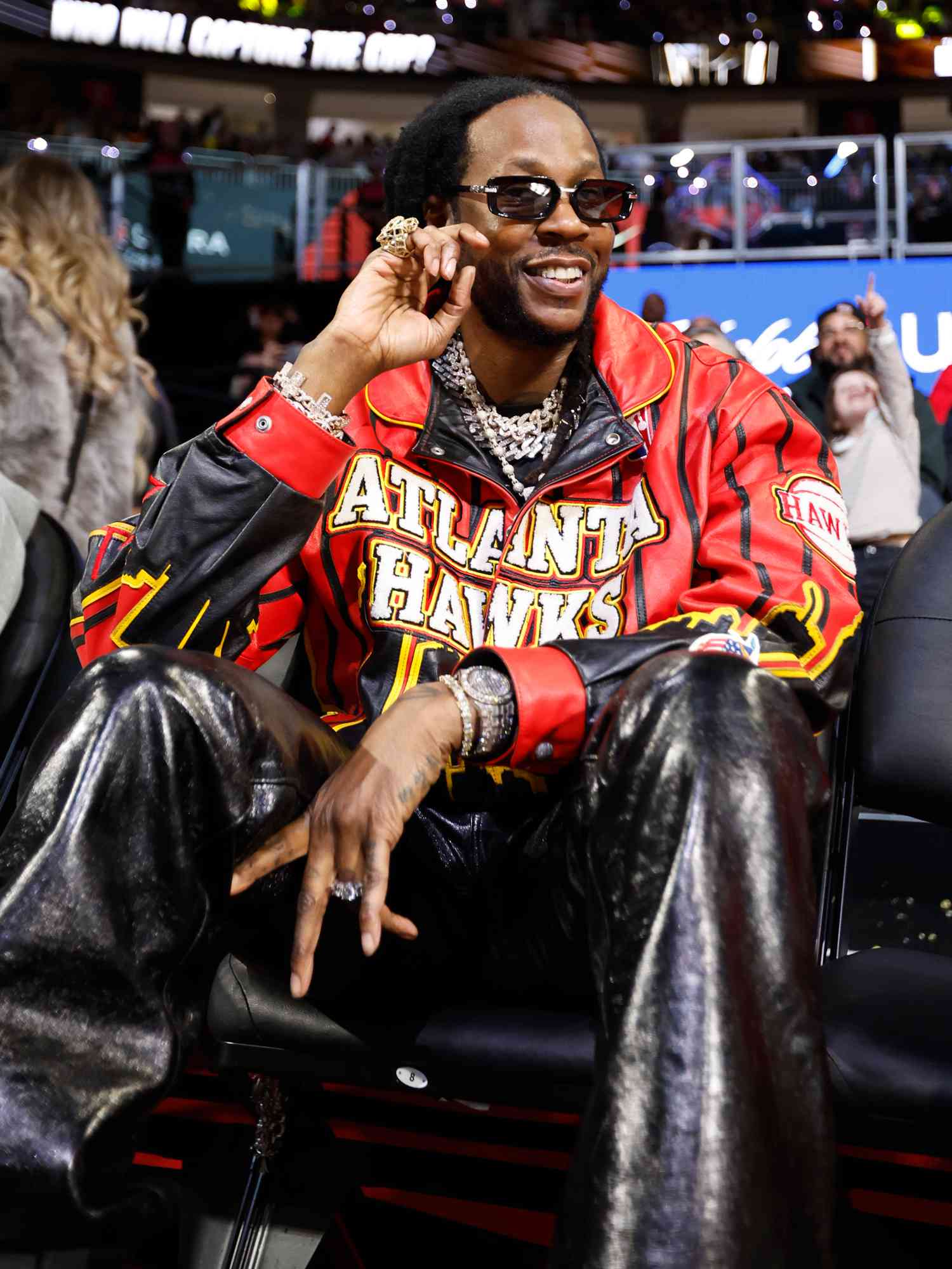 2 Chainz attends the game between the Atlanta Hawks and the Milwaukee Bucks during the Emirates NBA Cup Eastern Semifinals on December 14, 2024 at the T-Mobile Arena in Las Vegas, Nevada.