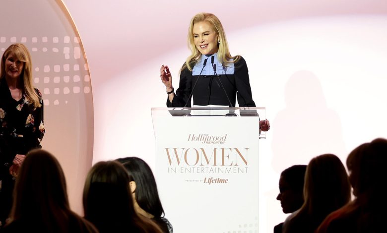 Nicole Kidman accepts the The Sherry Lansing Leadership Award onstage during The Hollywood Reporter Women in Entertainment 2024 at The Beverly Hills Hotel on December 04, 2024 in Beverly Hills, California.