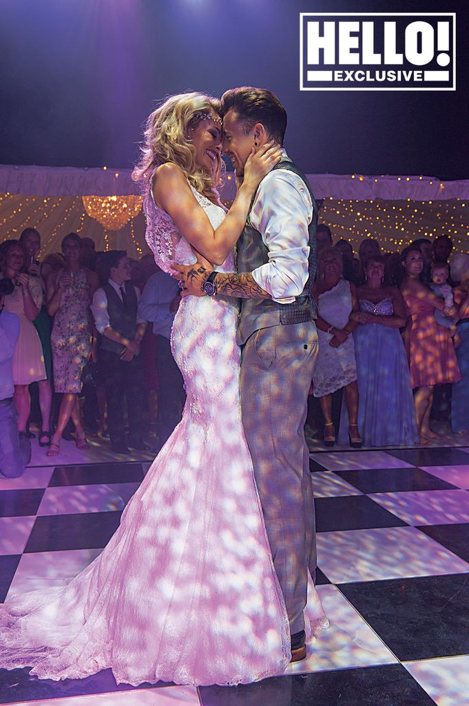 Georgia and Danny jones on their wedding day on dance floor