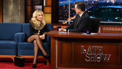 The Late Show with Stephen Colbert and guest Sabrina Carpenter during Thursday’s December 12, 2024 show.