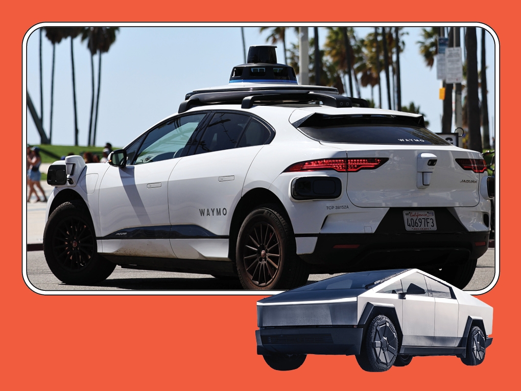 Tesla Cybertrucks and Waymo Taxi