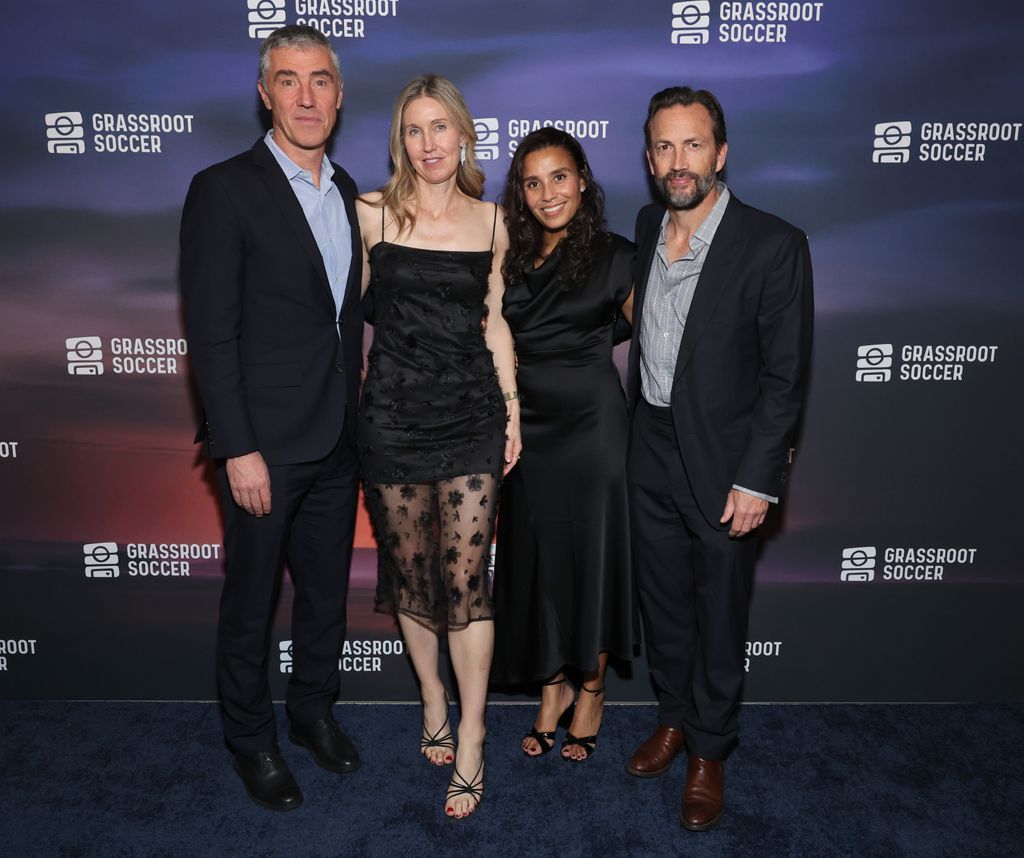 Tommy Clark, Susanna Clark, Marilee Fiebig and Andrew Shue attend the 2024 Grassroot Soccer World AIDS Day Gala at Hall Des Lumieres on December 03, 2024 in New York City