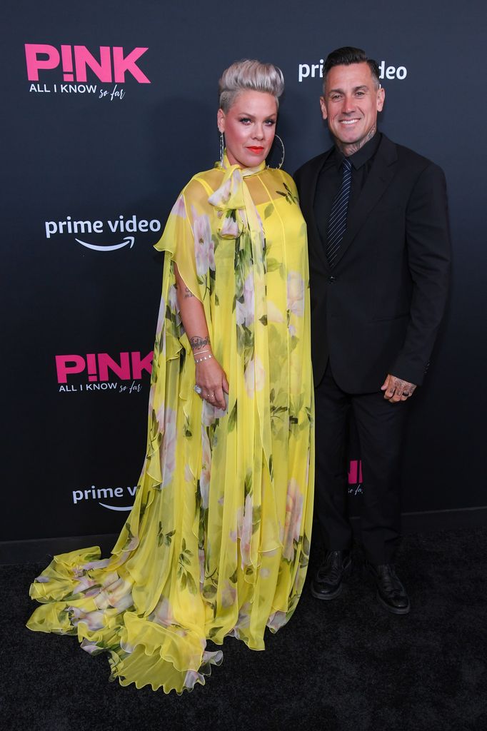 P!nk and Carey Hart attend the P!NK: ALL I KNOW SO FAR Los Angeles Premiere at Hollywood Bowl on May 17, 2021 in Los Angeles, California