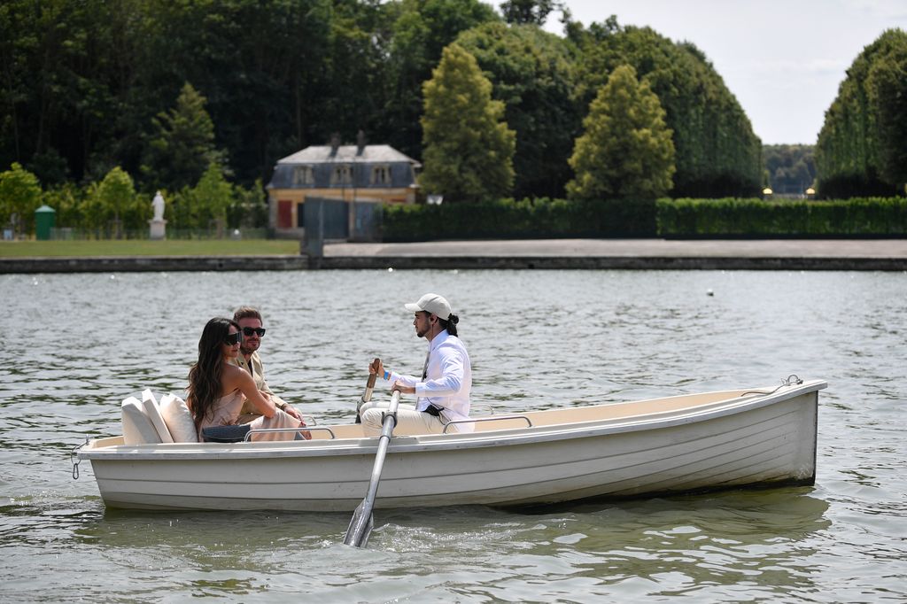 Victoria and David Beckham on a boat