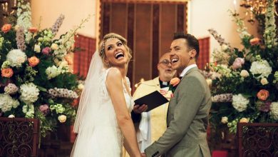 Danny Jones' bride Georgia was a vision in backless lace bridal dress