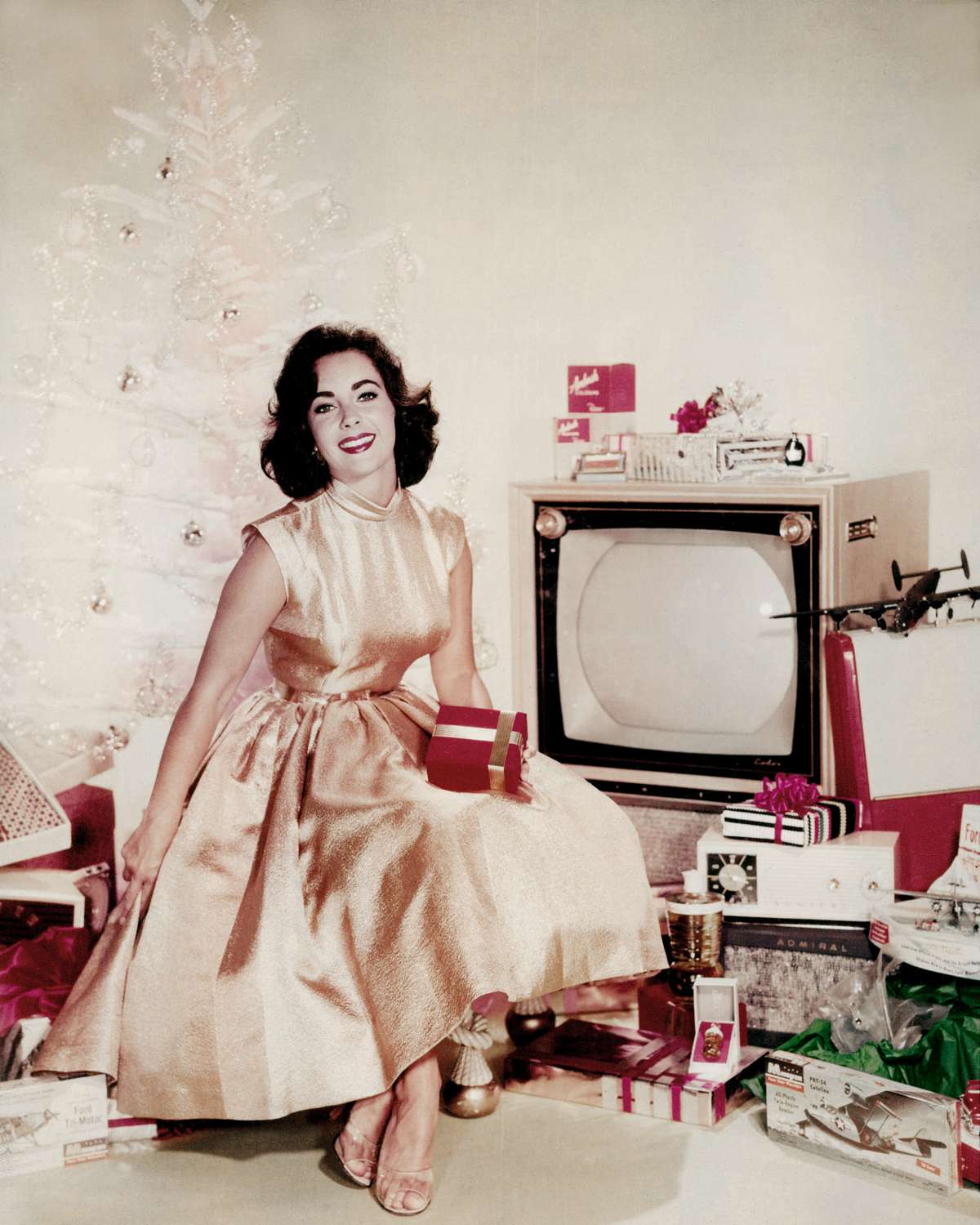 Elizabeth Taylor in a studio portrait, circa 1955