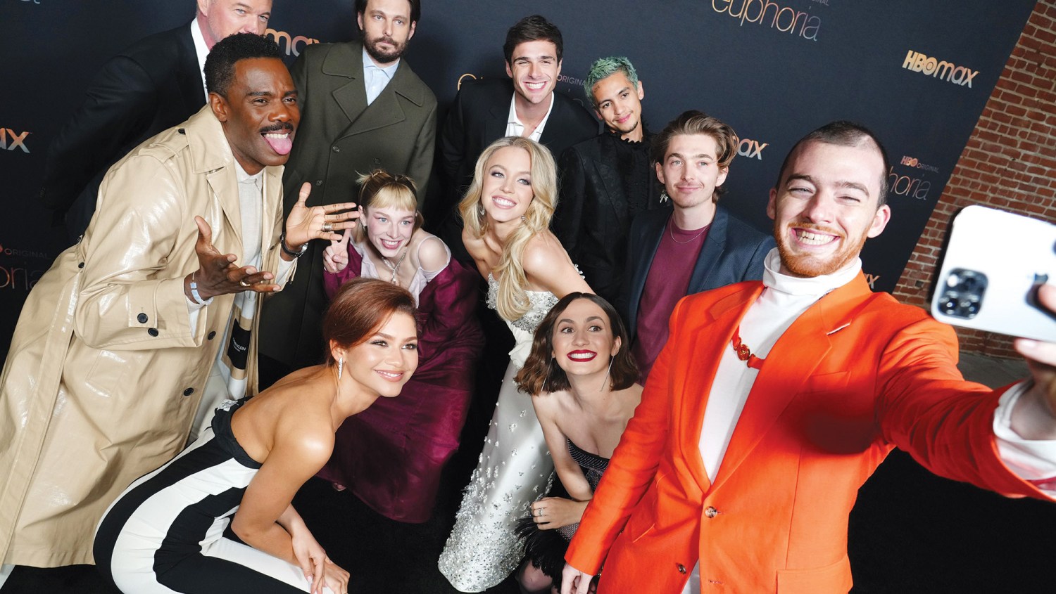 Clockwise from left: Euphoria’s Colman Domingo, Eric Dane, Sam Levinson, Jacob Elordi, Dominic Fike, Austin Abrams, Angus Cloud, Maude Apatow, Zendaya, Hunter Schafer and Sydney Sweeney in 2022.