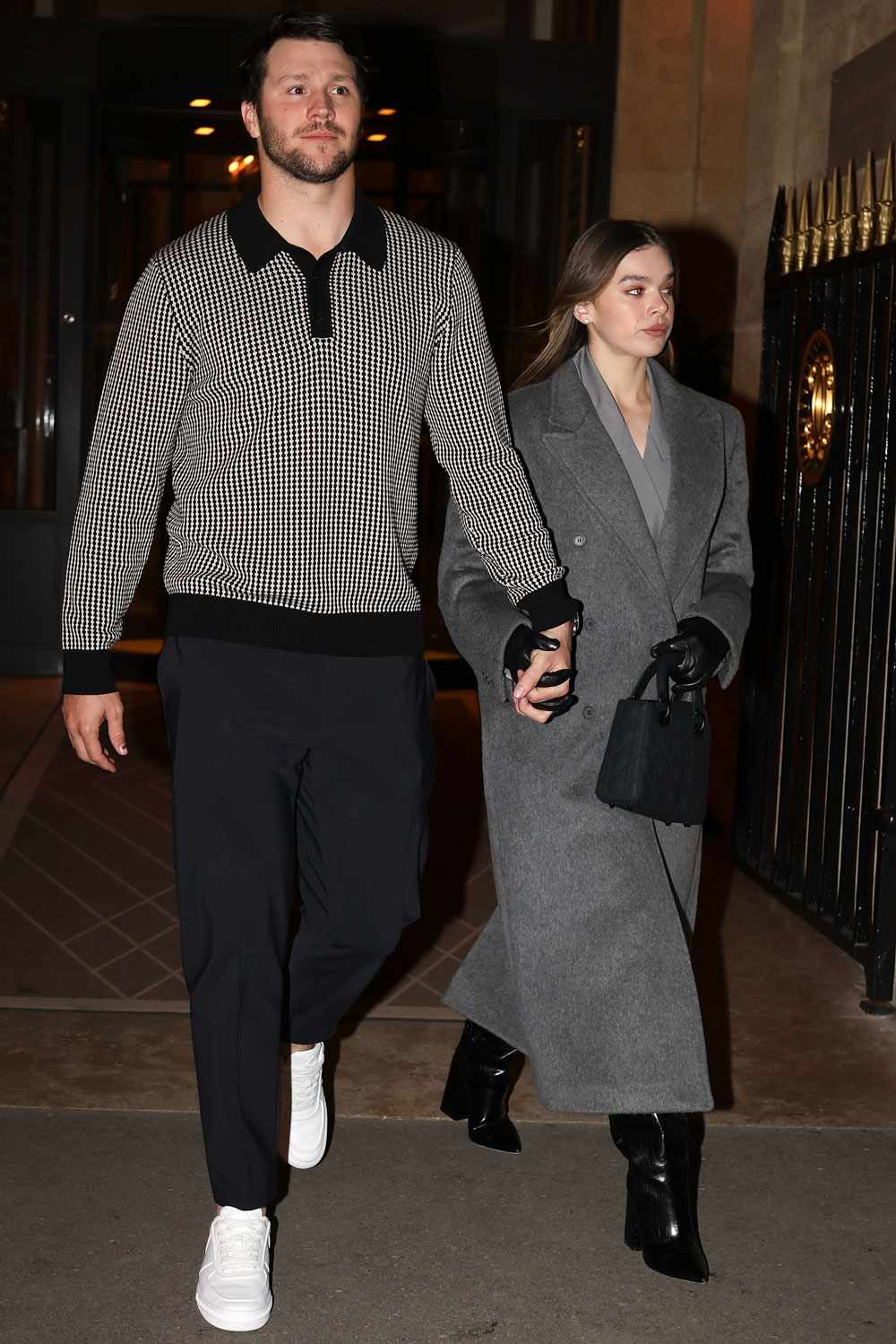 Hailee Steinfeld and Josh Allen hand in hand - the new couple went for a romantic dinner at the Crillon restaurant in Paris, France.