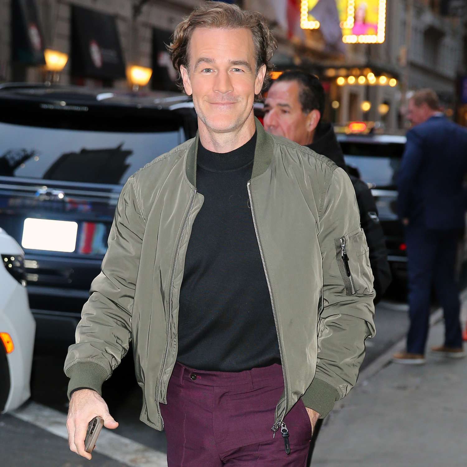 James Van Der Beek is spotted in good spirits outside Good Morning America in New York City