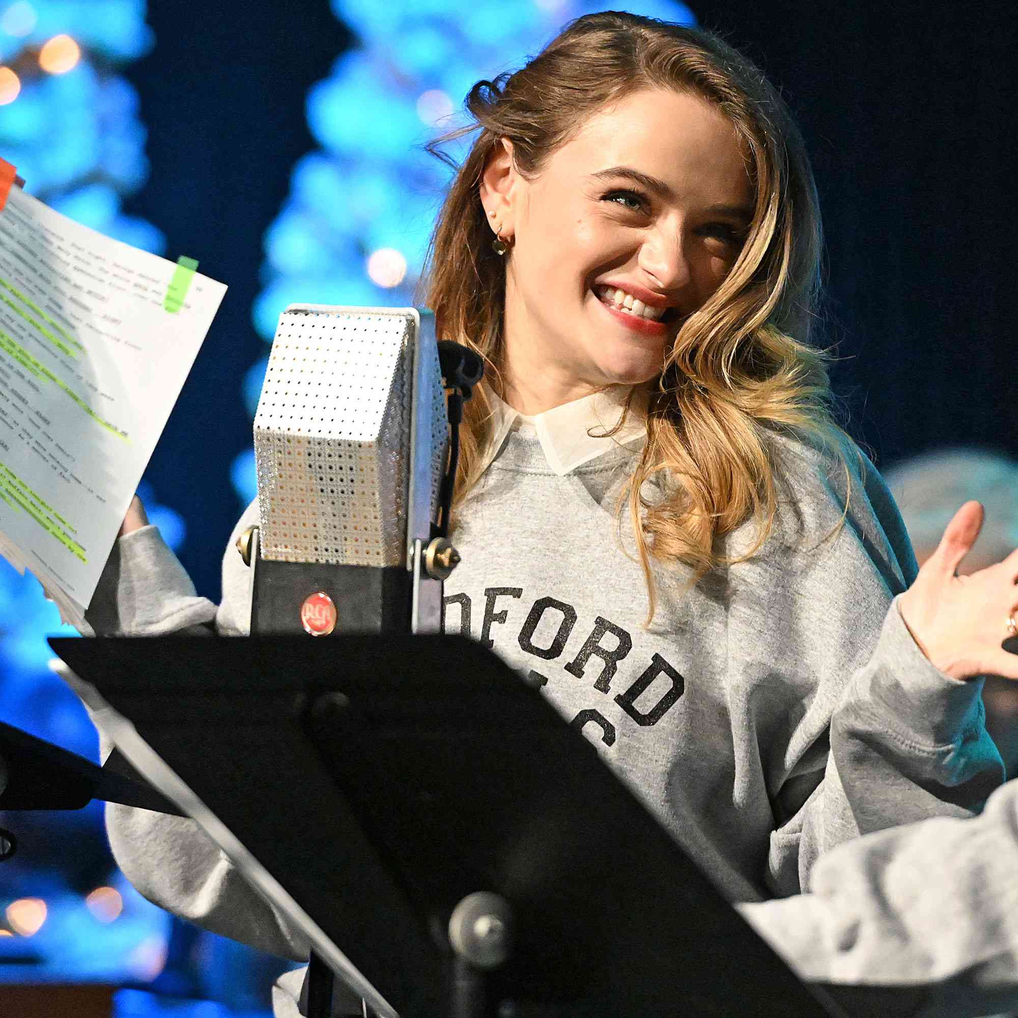 Actor Joey King performs at the 4th annual staged celebrity reading of "It's A Wonderful Life" presented by the Ed Asner Family Center at Garry Marshall Theatre on December 14, 2024