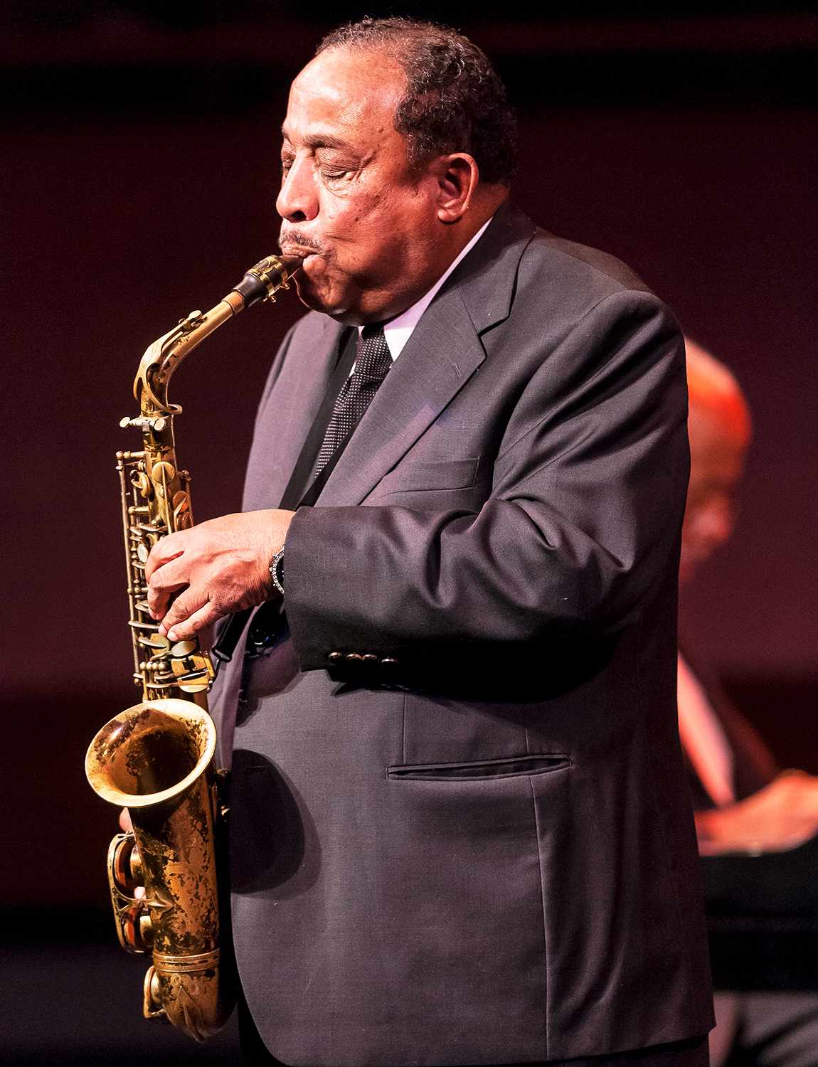 American Jazz musician Lou Donaldson plays alto saxophone as he performs onstage during Jazz at Lincoln Center's 'Jazz Forum at 30: A Celebration' concert (a benefit for Jazz Forum Arts) at the Rose Theater in the Frederick P Rose Hall, New York, New York, June 22, 2009