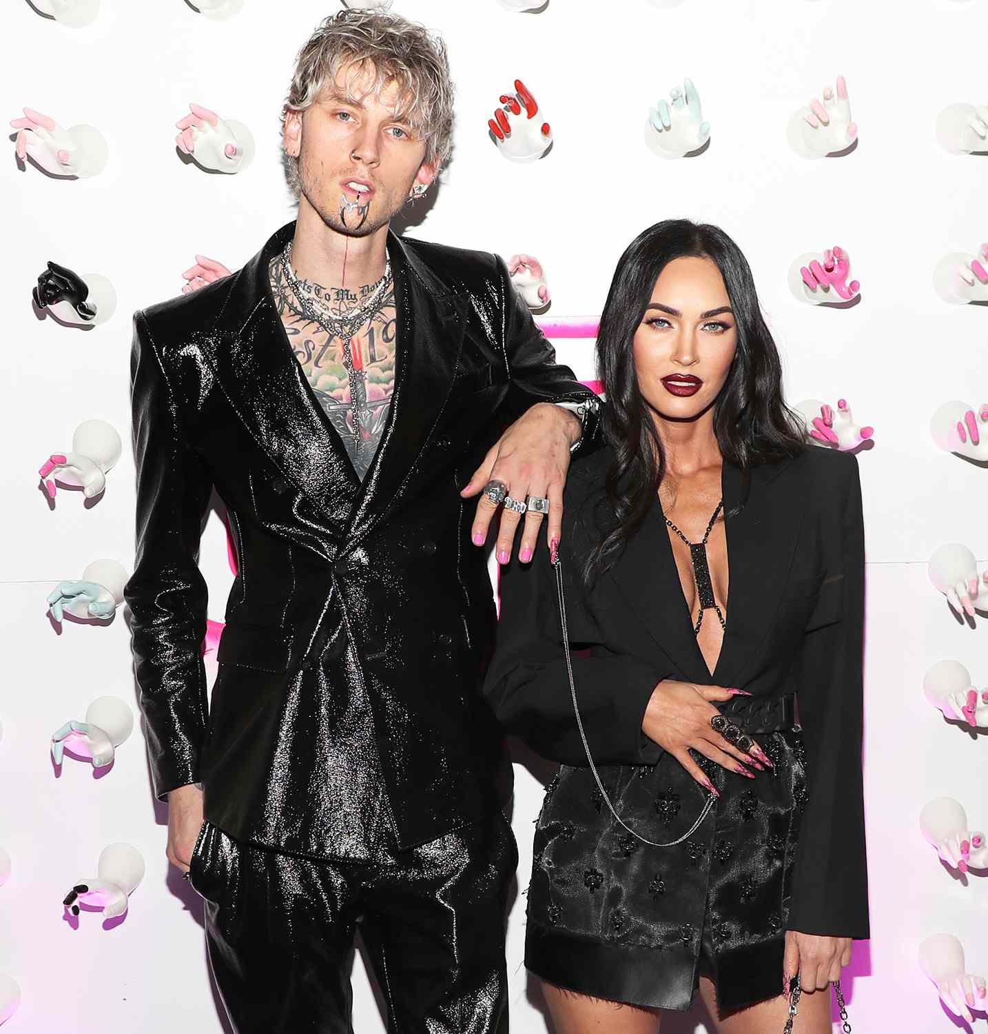 Machine Gun Kelly and Megan Fox attend Machine Gun Kelly's UN/DN LAQR Launch Event on December 04, 2021 in West Hollywood, California.