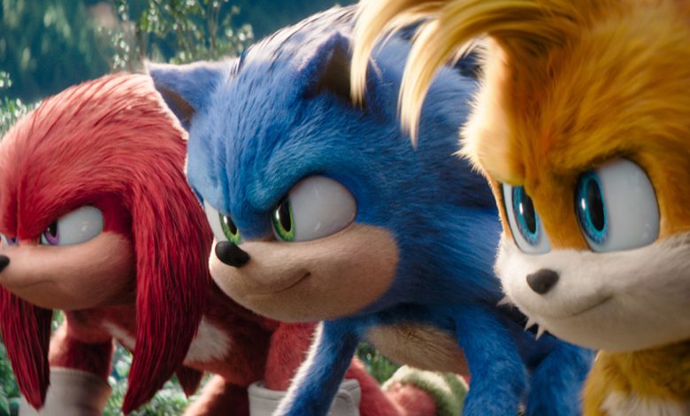 Knuckles (Idris Elba), Sonic (Ben Schwartz) and Tails (Colleen O