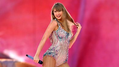 Taylor Swift performs at Wembley Stadium in London.