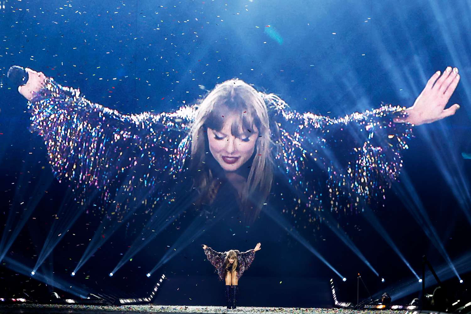 Taylor Swift performs onstage during "Taylor Swift | The Eras Tour" at Rogers Centre on November 14, 2024 in Toronto, Ontario.