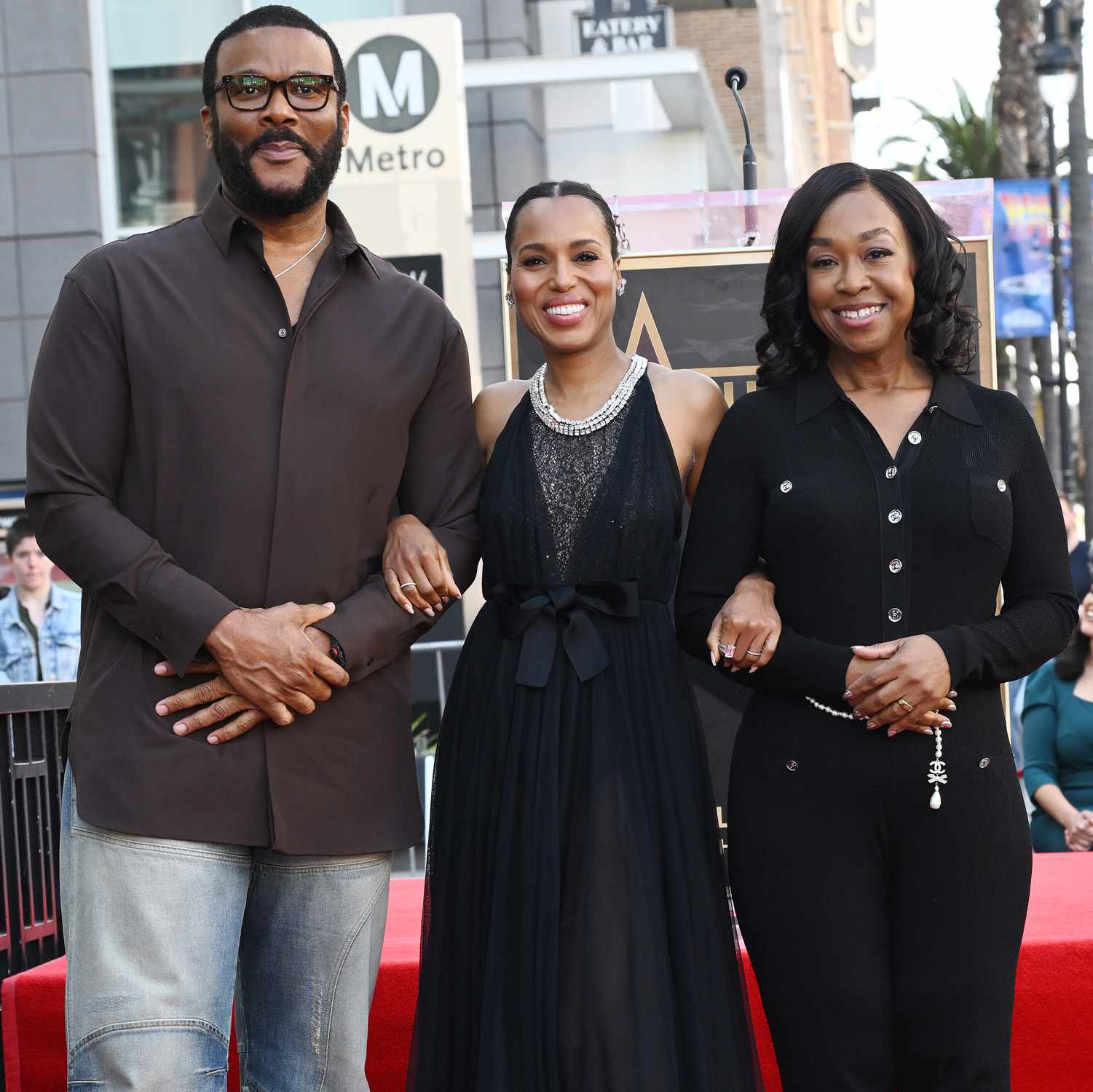 Tyler Perry, Kerry Washington, Shonda Rhimes at the Kerry Washington Star Ceremony on the Hollywood Walk of Fame held outside the W Hollywood 