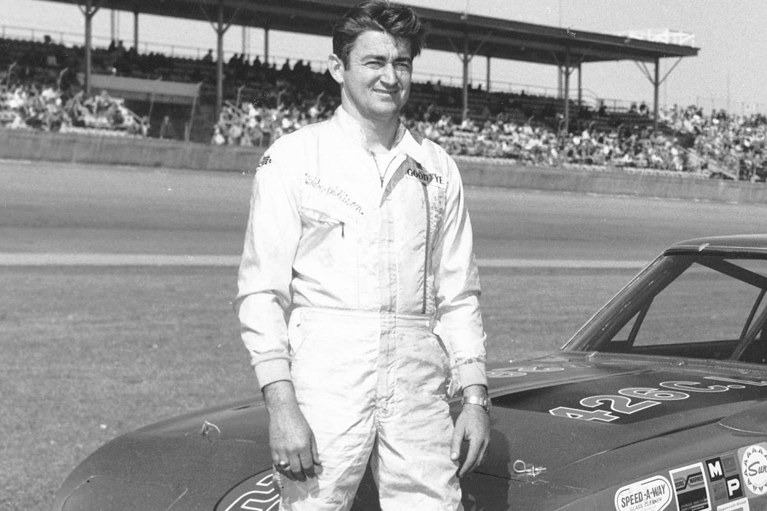 Bobby Allison beside the Mario Rossi winged Dodge Daytona. Later in the year, the team landed sponsorship from Coca-Cola, a relationship which Allison nurtured for years. 