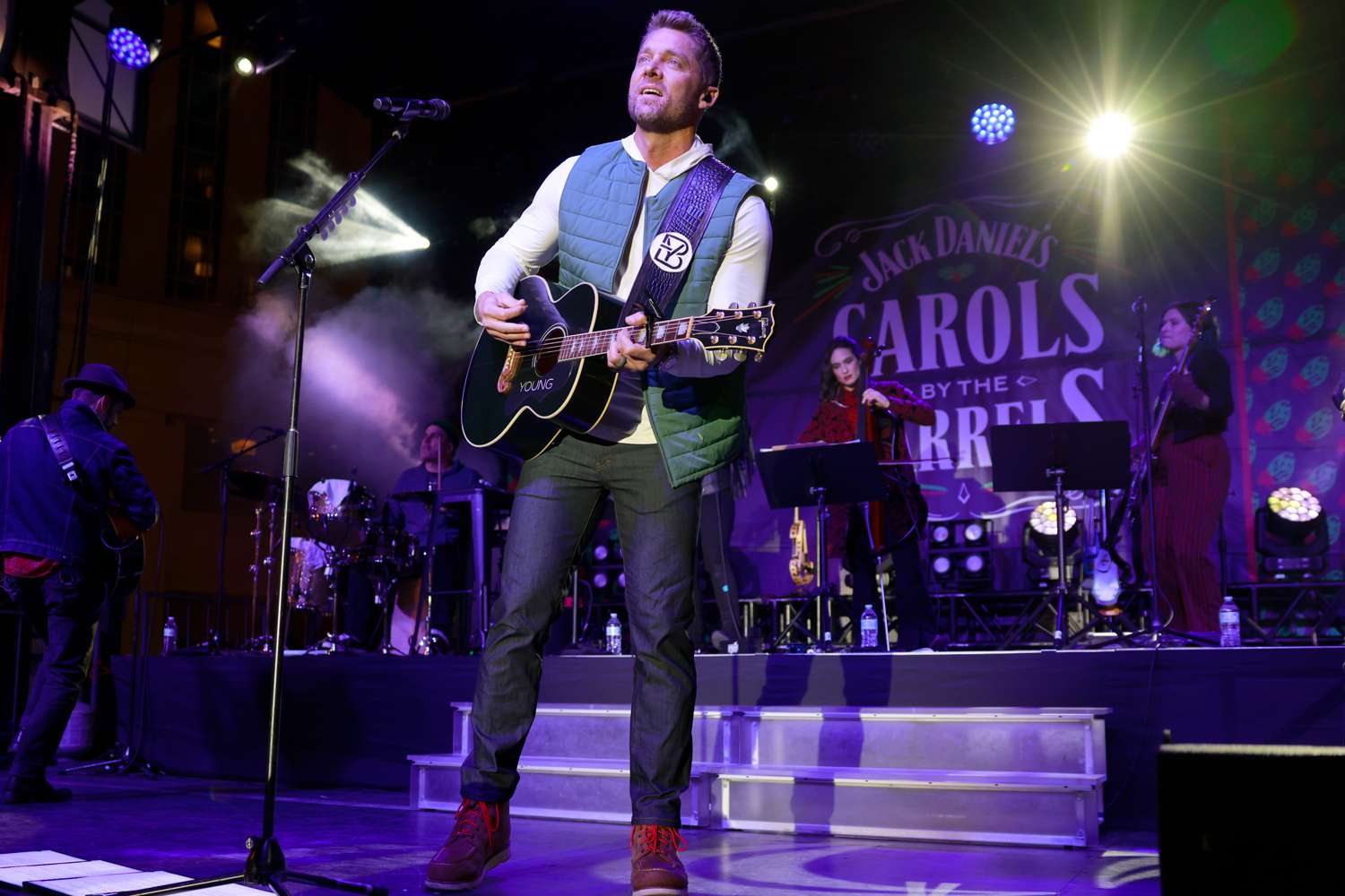 Brett Young performs at the Jack Daniel's Carols by the Barrels holiday event, at Bridgestone Arena 