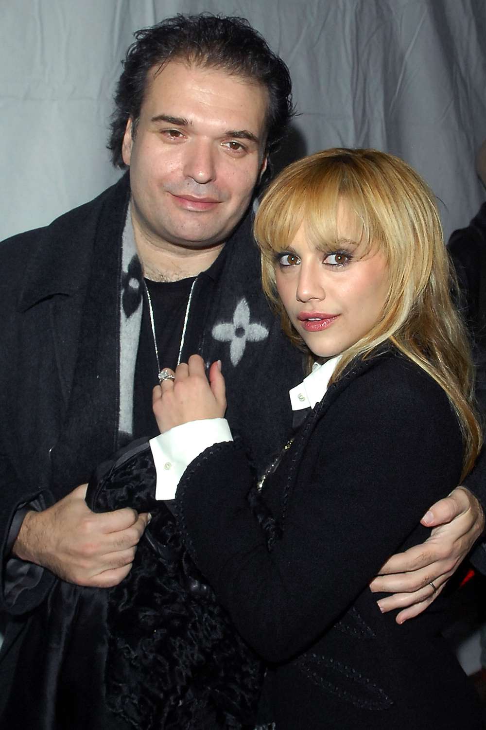 Brittany Murphy and Simon Monjack arrives at the fashion tents in Bryant Park during Mercedes-Benz Fashion Week Fall 2008 on February 4, 2008 in New York City.