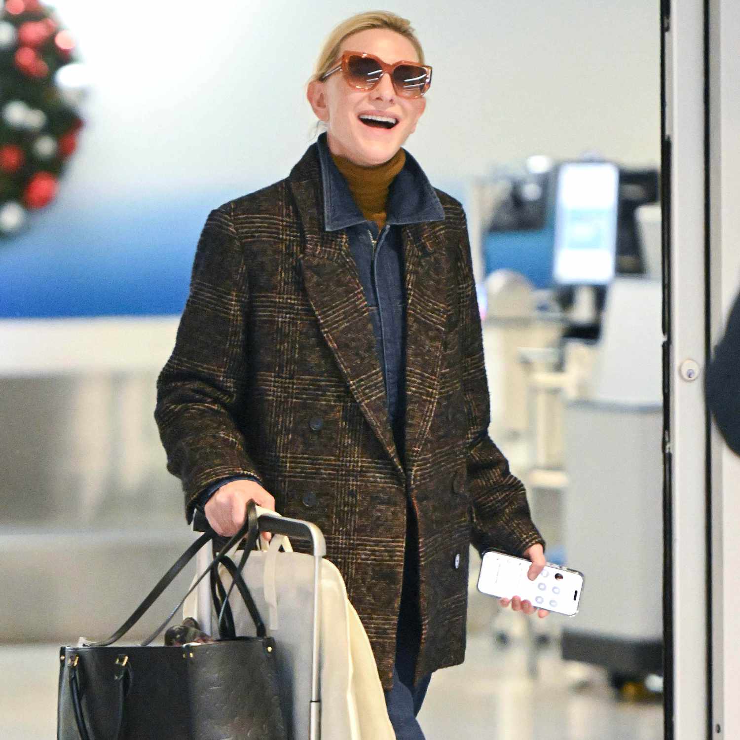 Cate Blanchett arrives at JFK airport on December 14, 2024 in New York City