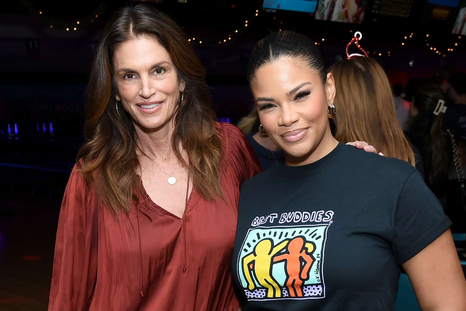 Cindy Crawford and Kamie Crawford attend Celebrity Holiday Bowling With Best Buddies at Pinz Bowling Center