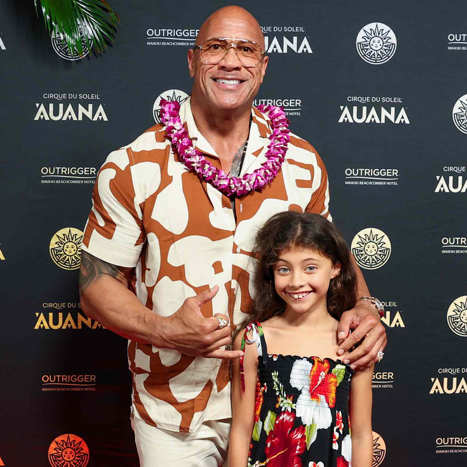 Dwayne "The Rock" Johnson, left, and his daughter Jasmine Johnson, joins cast and cultural visionaries, applauding the global premiere of Cirque du Soleil 'Auana