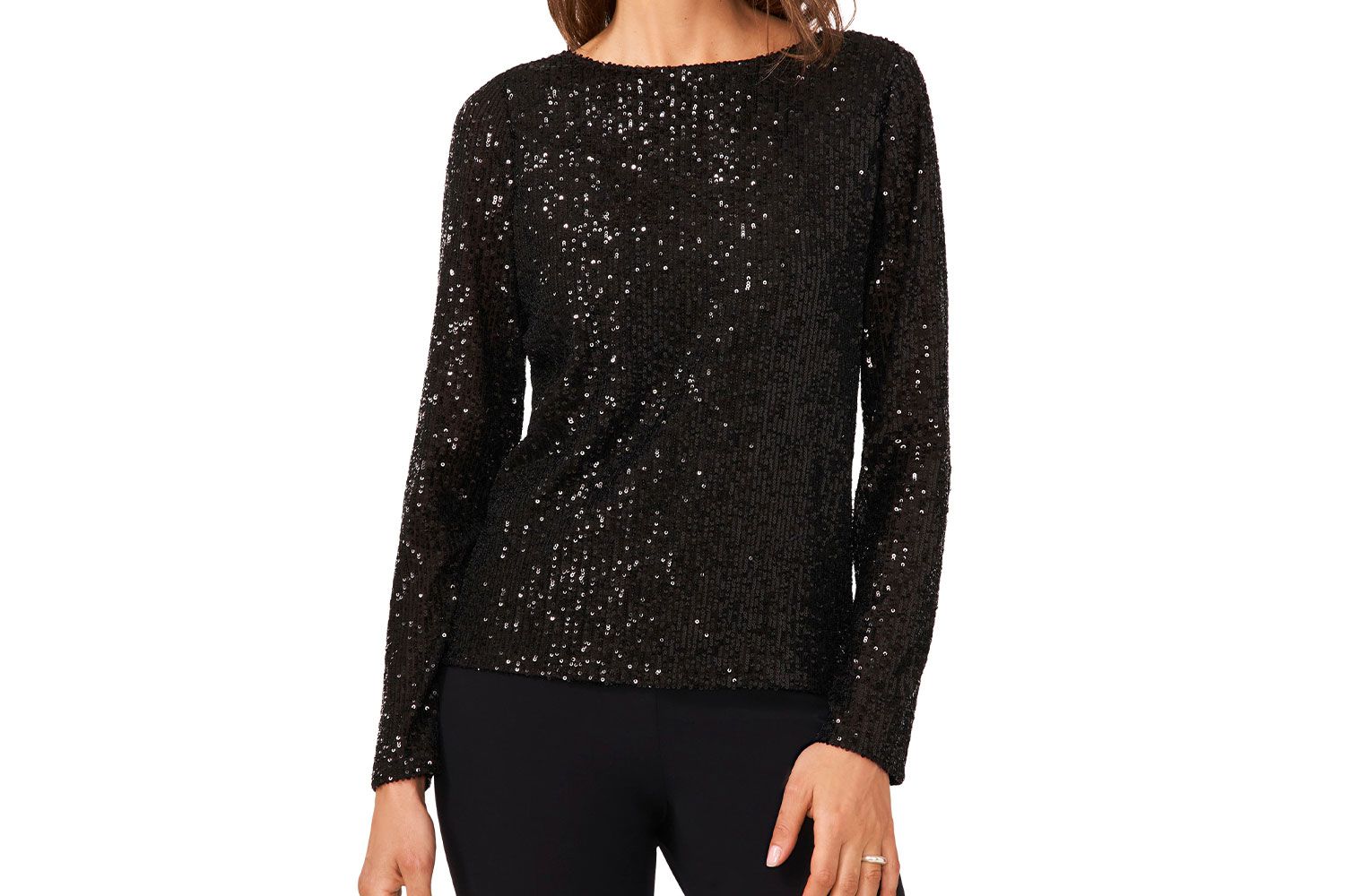 Halogen® Sequin Scoop Back Top