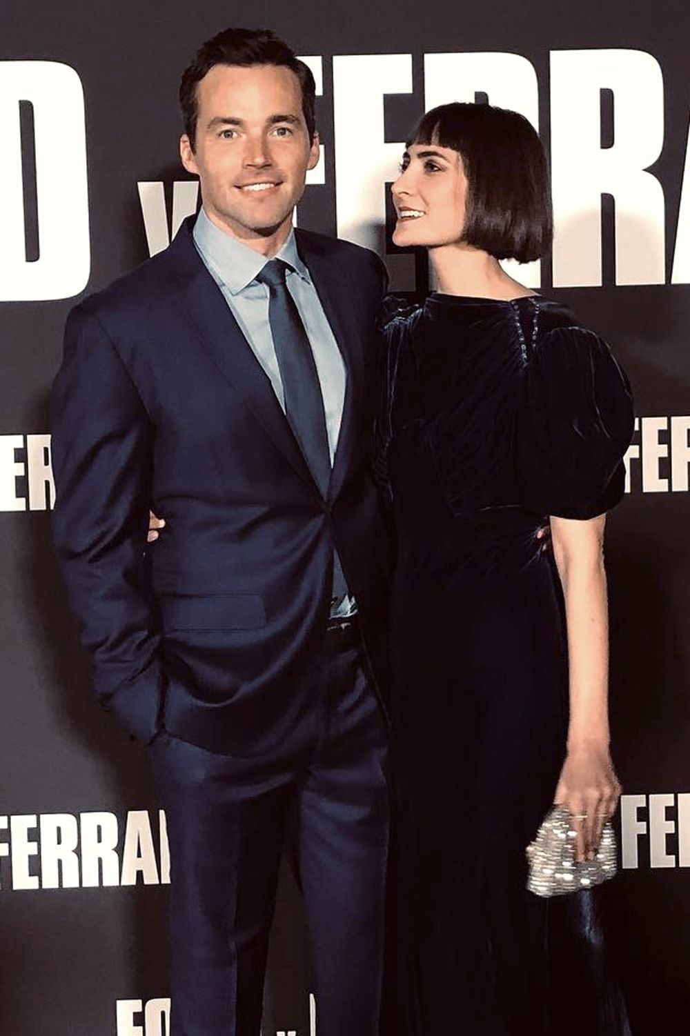 Ian Harding and wife Sophie Hart attend a screening of 'Ford V. Ferrari' (2019). 