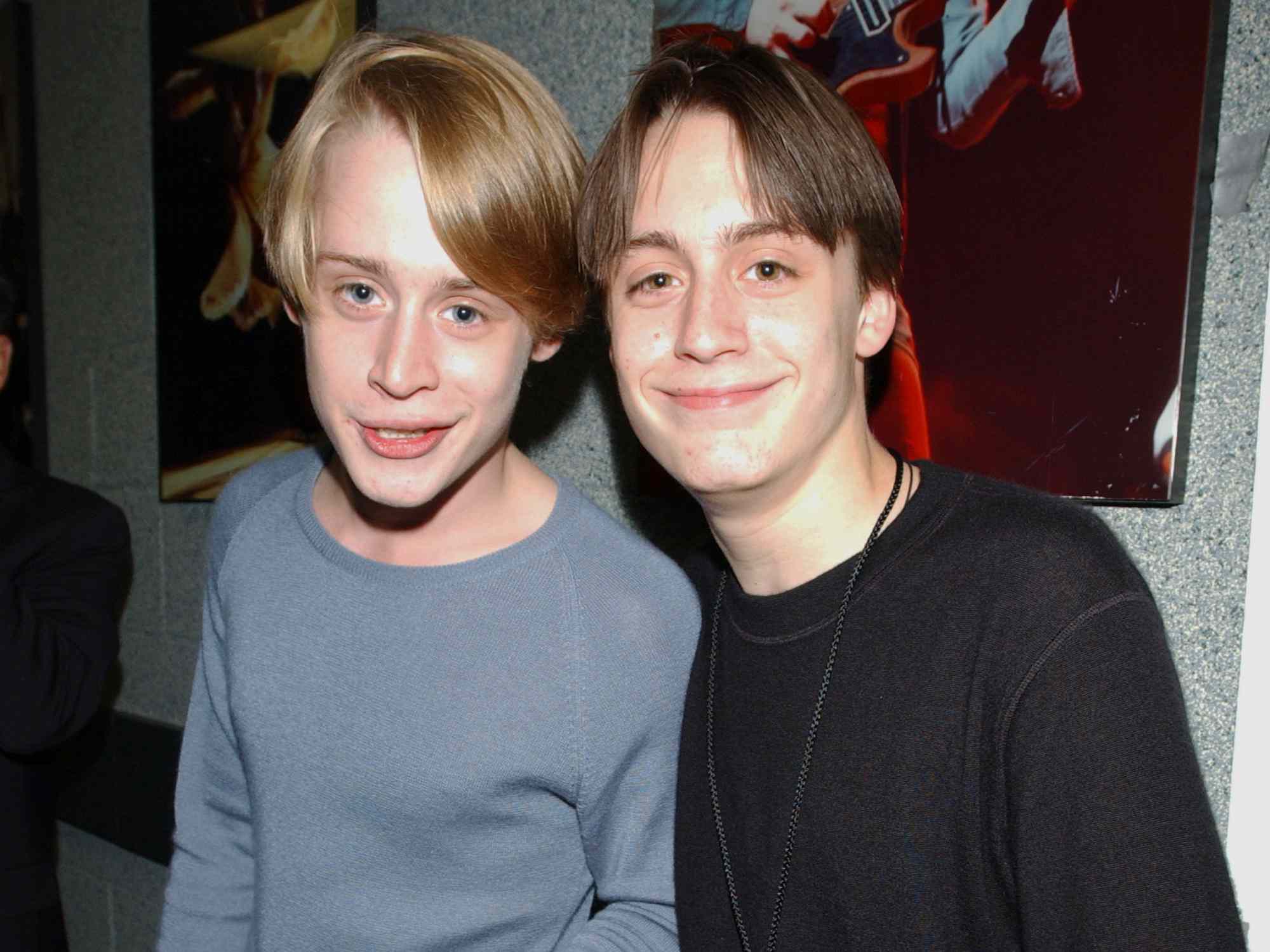 Macaulay Culkin and Kieran Culkin during Michael Jackson 30th Anniversary Celebration at Madison Square Garden in New York City, New York.