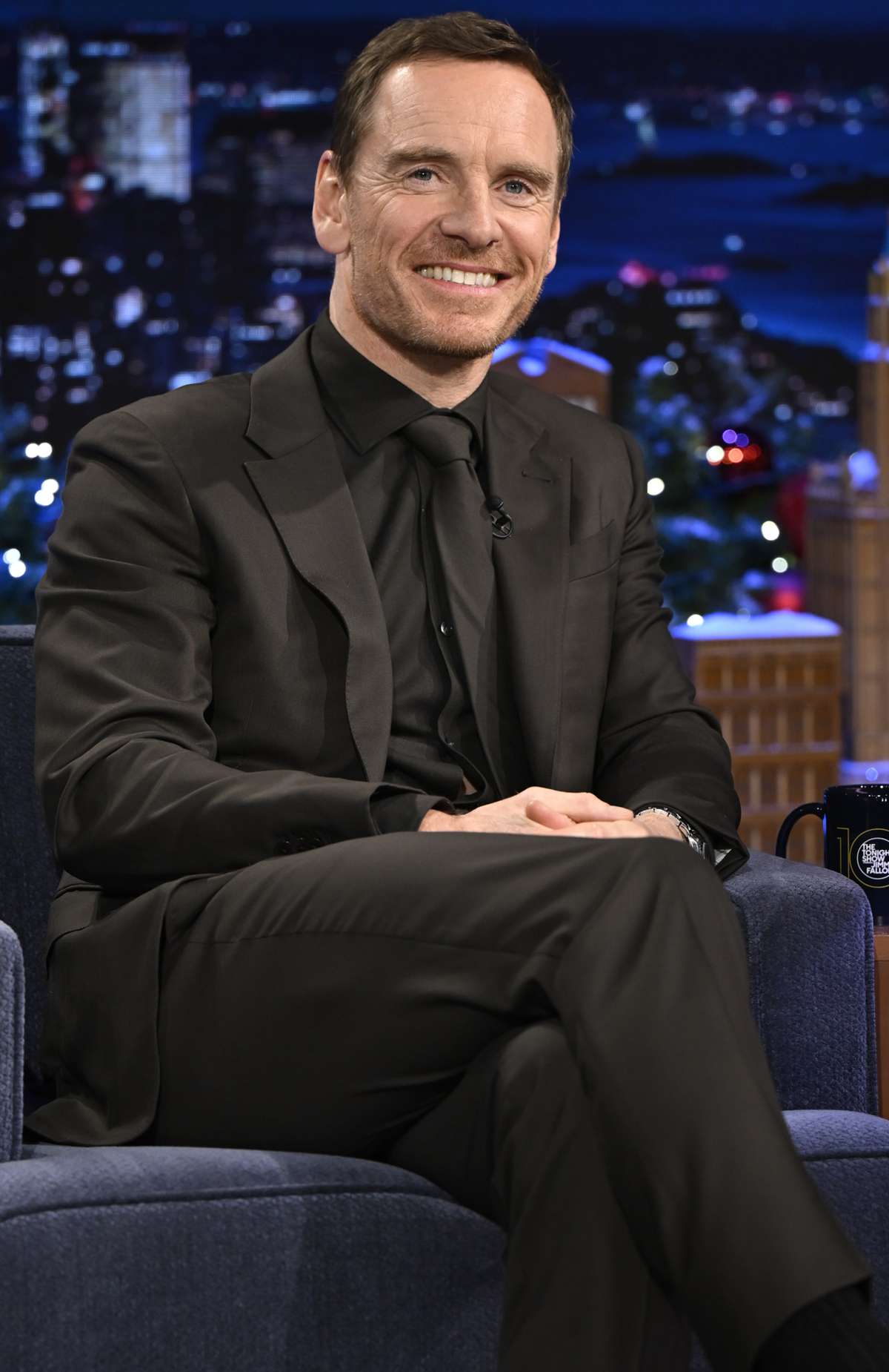 Michael Fassbender during an interview on The Tonight Show Starring Jimmy Fallon