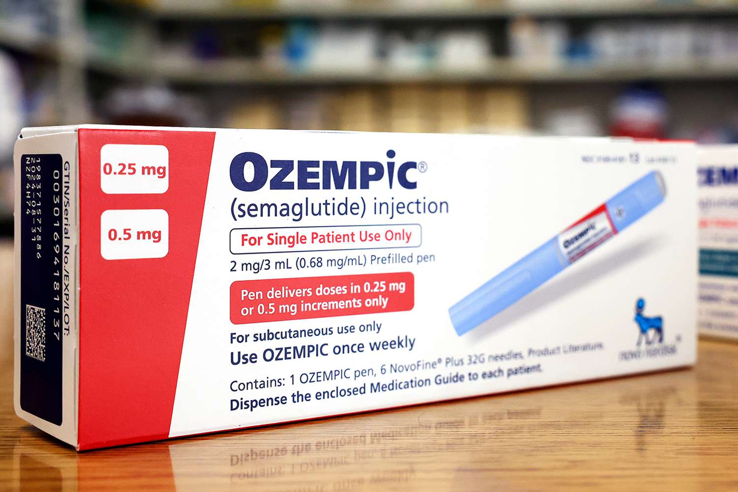 Diabetes drug Ozempic on a pharmacy counter