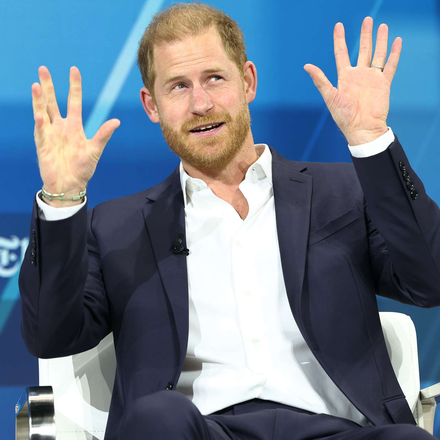 Prince Harry, The Duke of Sussex, speaks during the New York Times annual DealBook summit at Jazz 