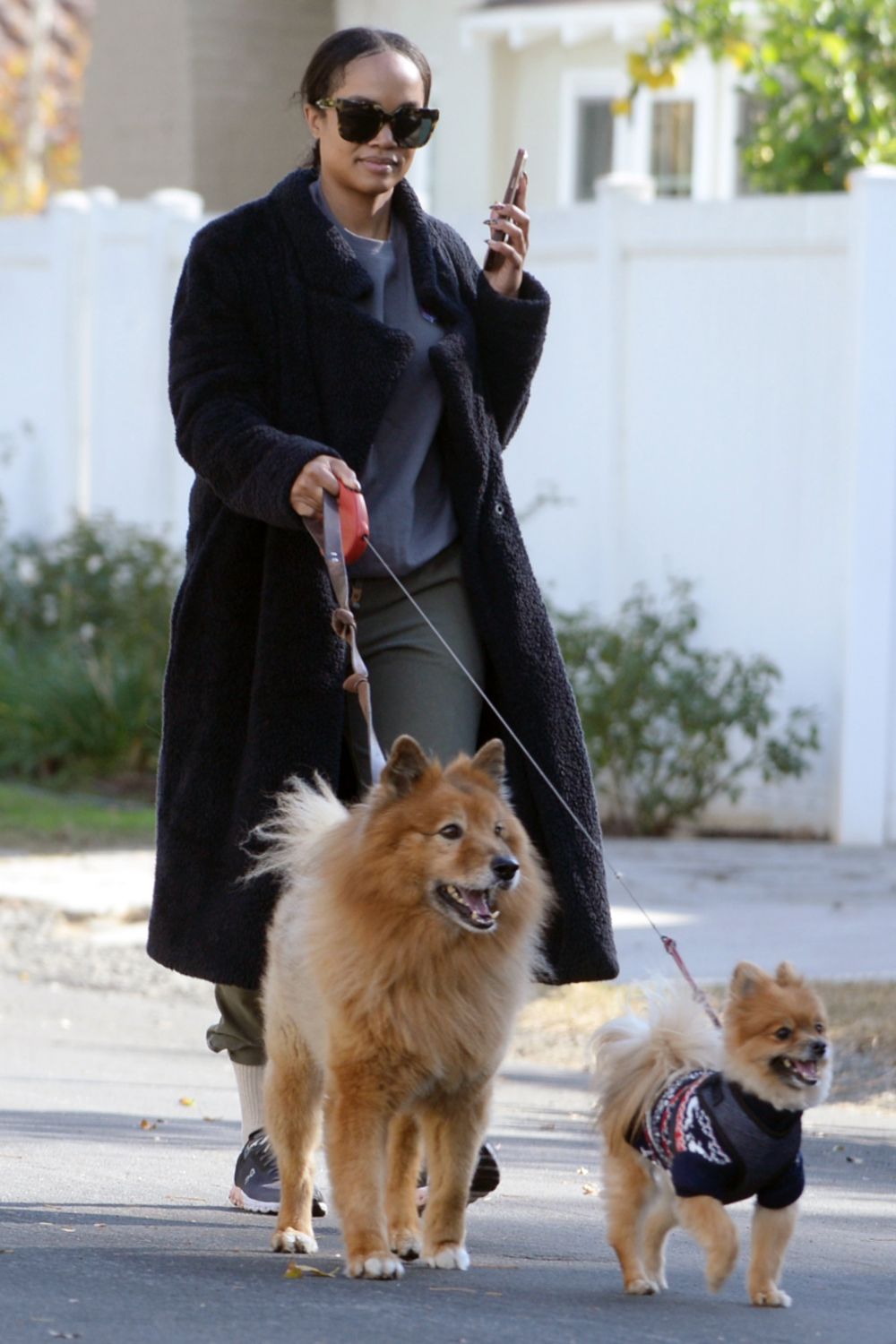 Rachel Lindsay spotted out for a morning walk with her dogs in Los Angeles