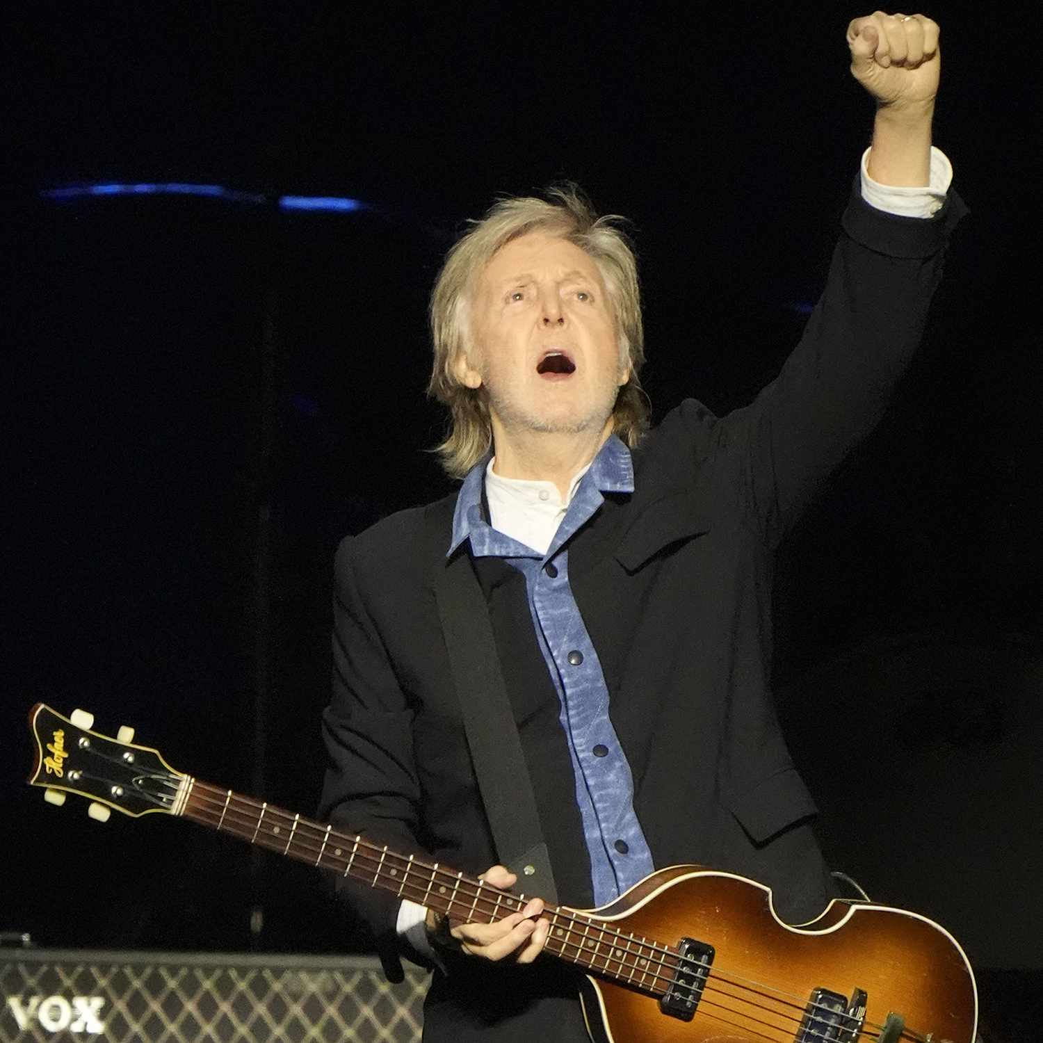 Sir Paul McCartney performing on stage at Co-op Live in Manchester during his Got Back tour