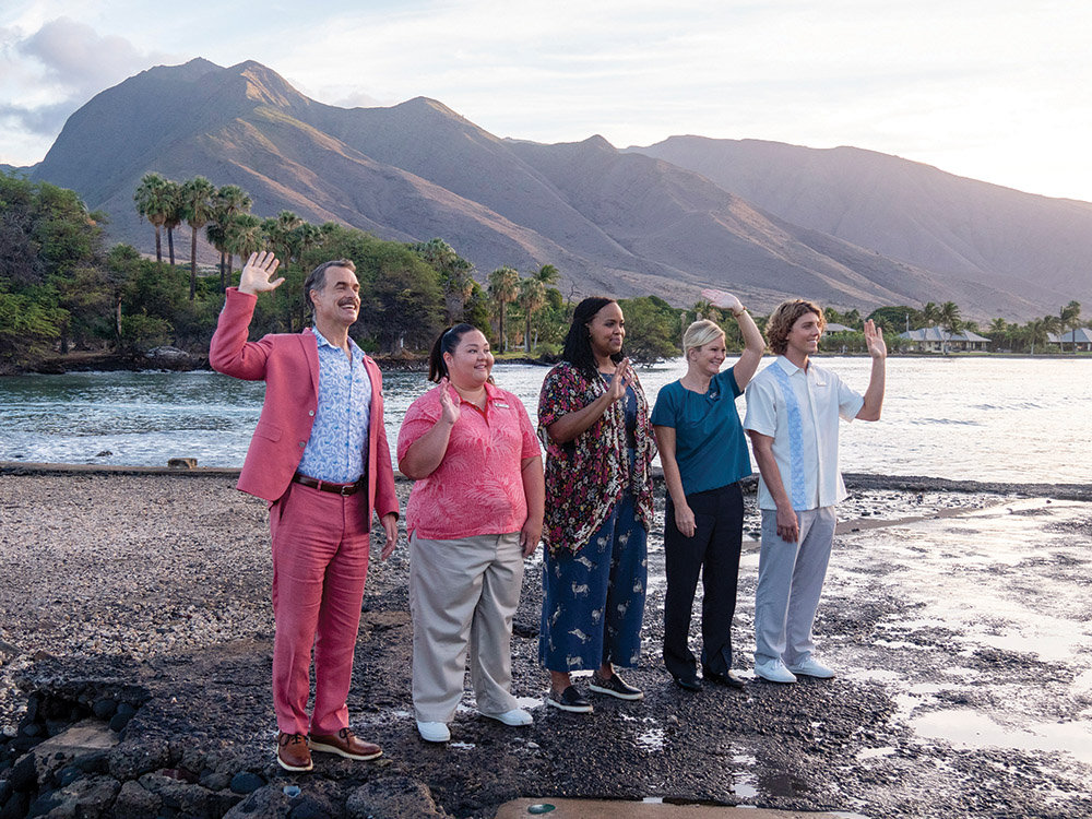 Part of the original ensemble of Mike White’s The White Lotus, Rothwell (center) returns for the Thailand-set third season in 2025.