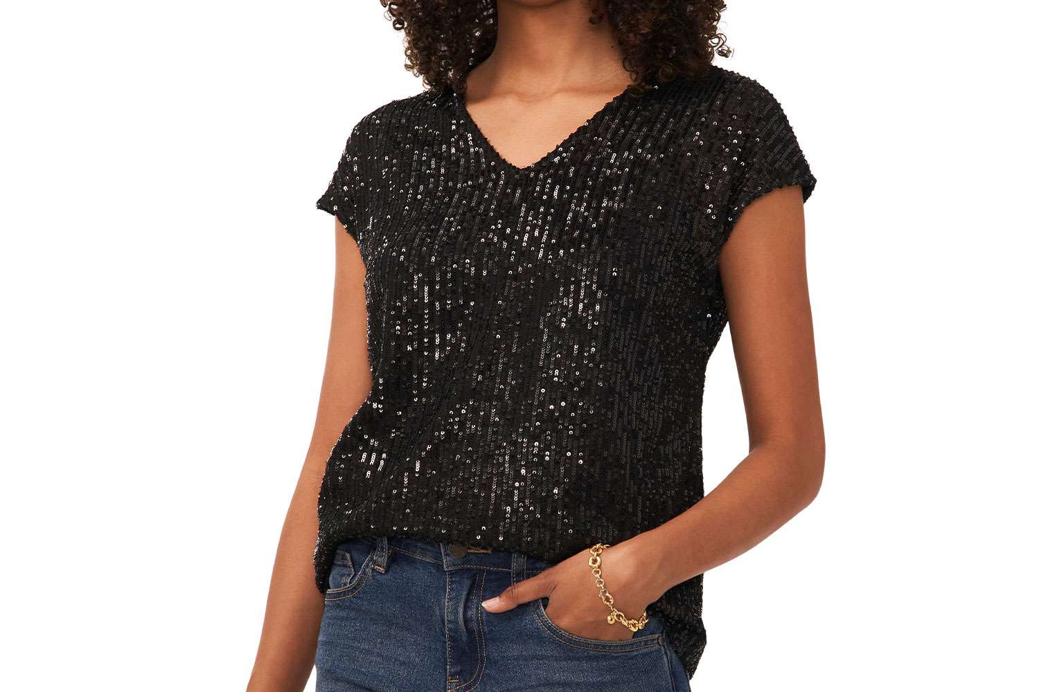 Vince Camuto Sequin Cap Sleeve Top