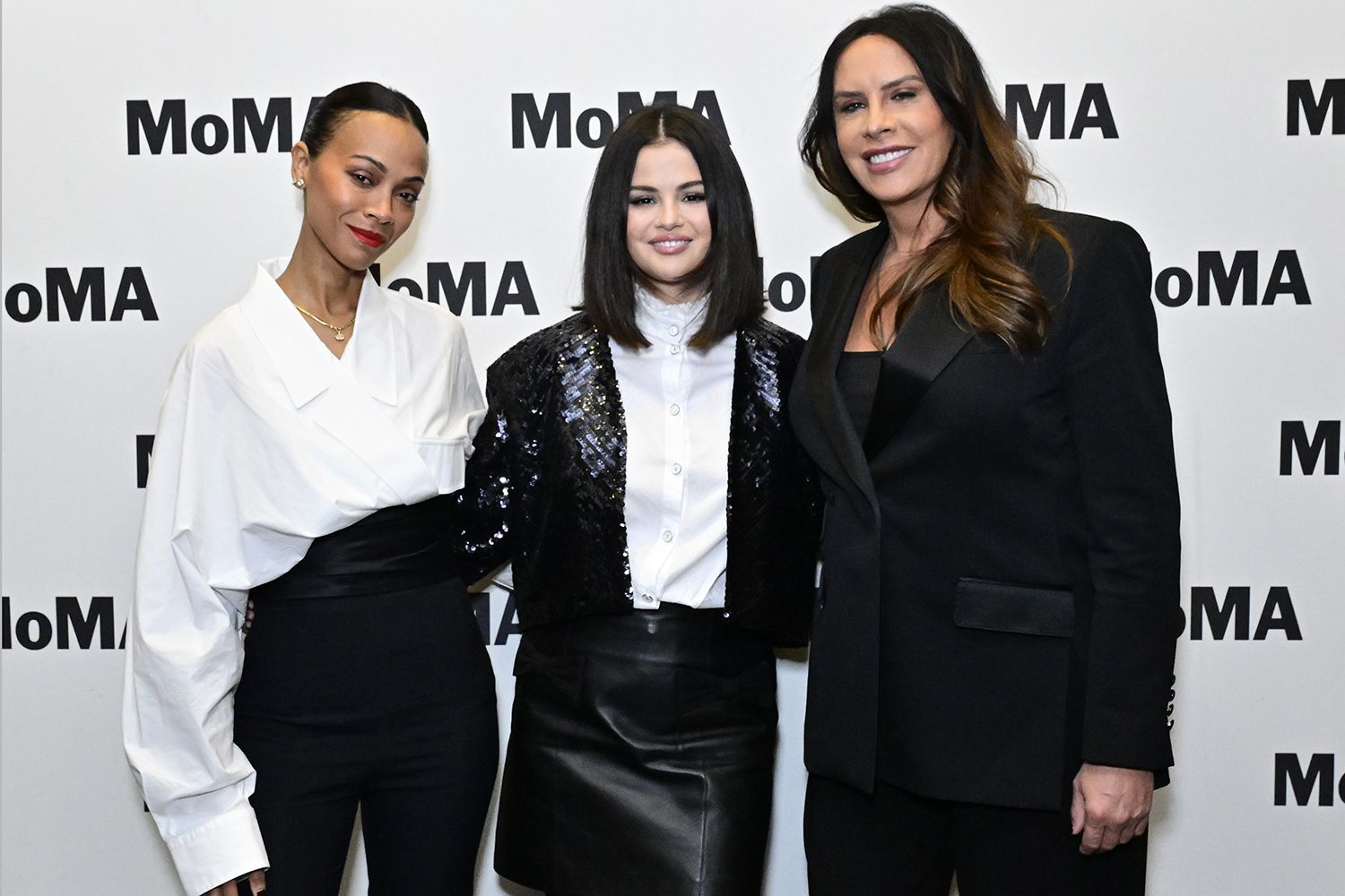 Zoe Saldaña, Selena Gomez and Karla Sofía Gascón attend MoMA's The Contenders 2024 Screening of "Emilia Perez"