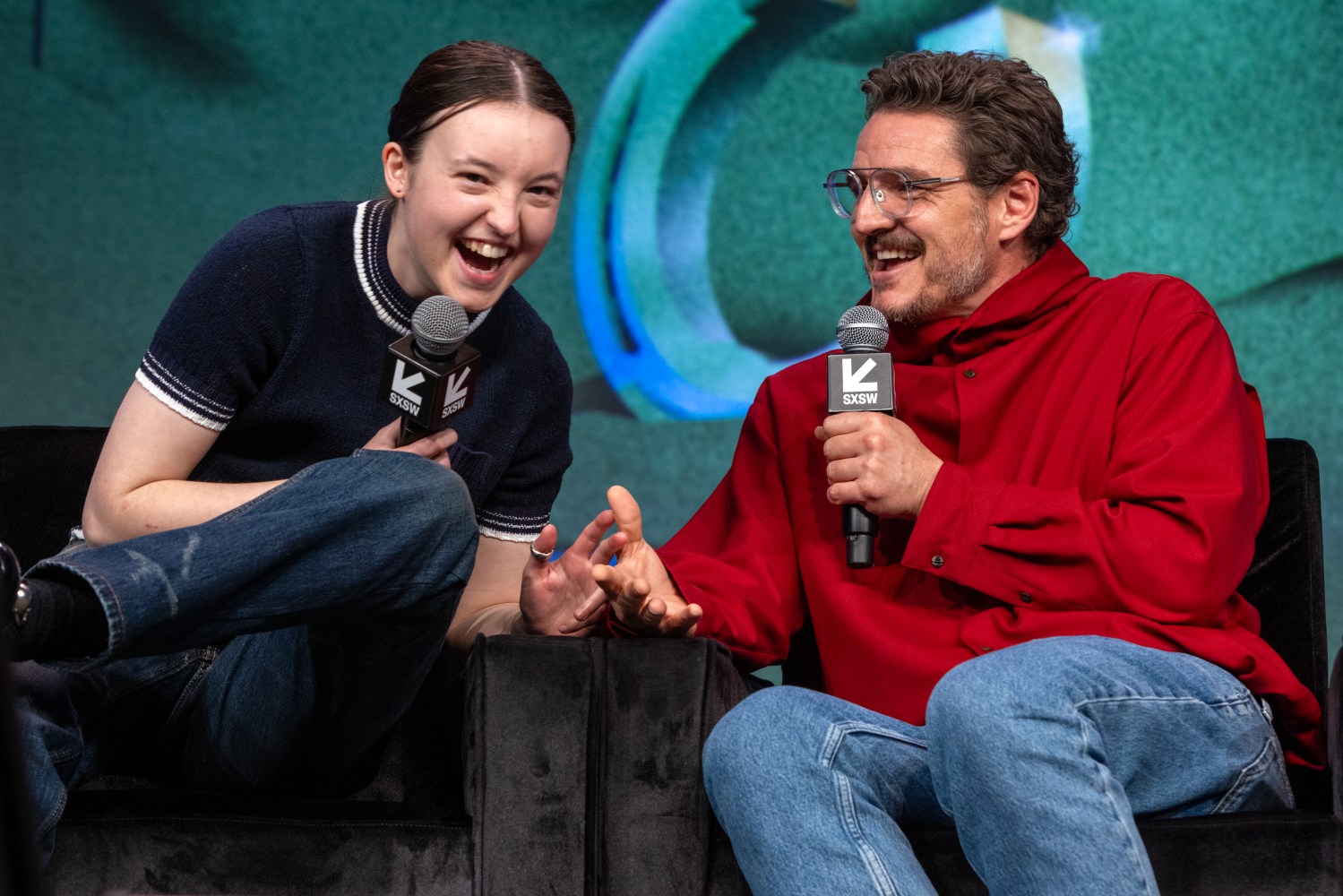 Bella Ramsey and Pedro Pascal shared a laugh during a "The Last of Us: cast and creators on Season 2" conversation in Austin on Saturday.