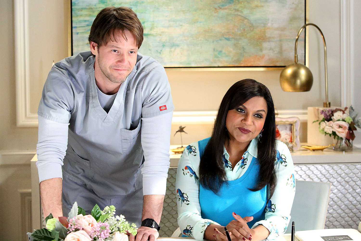 HE MINDY PROJECT -- "The Parent Trap" Episode 412 -- Pictured: (l-r) Ike Barinholtz as Morgan Tookers, Mindy Kaling as Mindy Lahiri