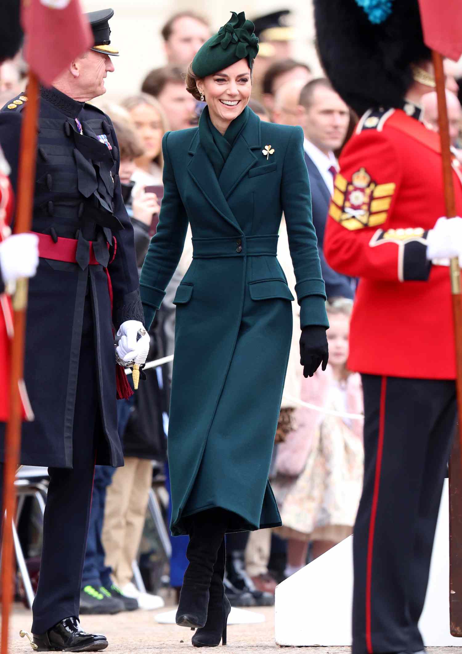 Catherine, Princess of Wales during the 2025 Irish Guards' St. Patrick's Day Parade at Wellington Barracks on March 17, 2025 in London