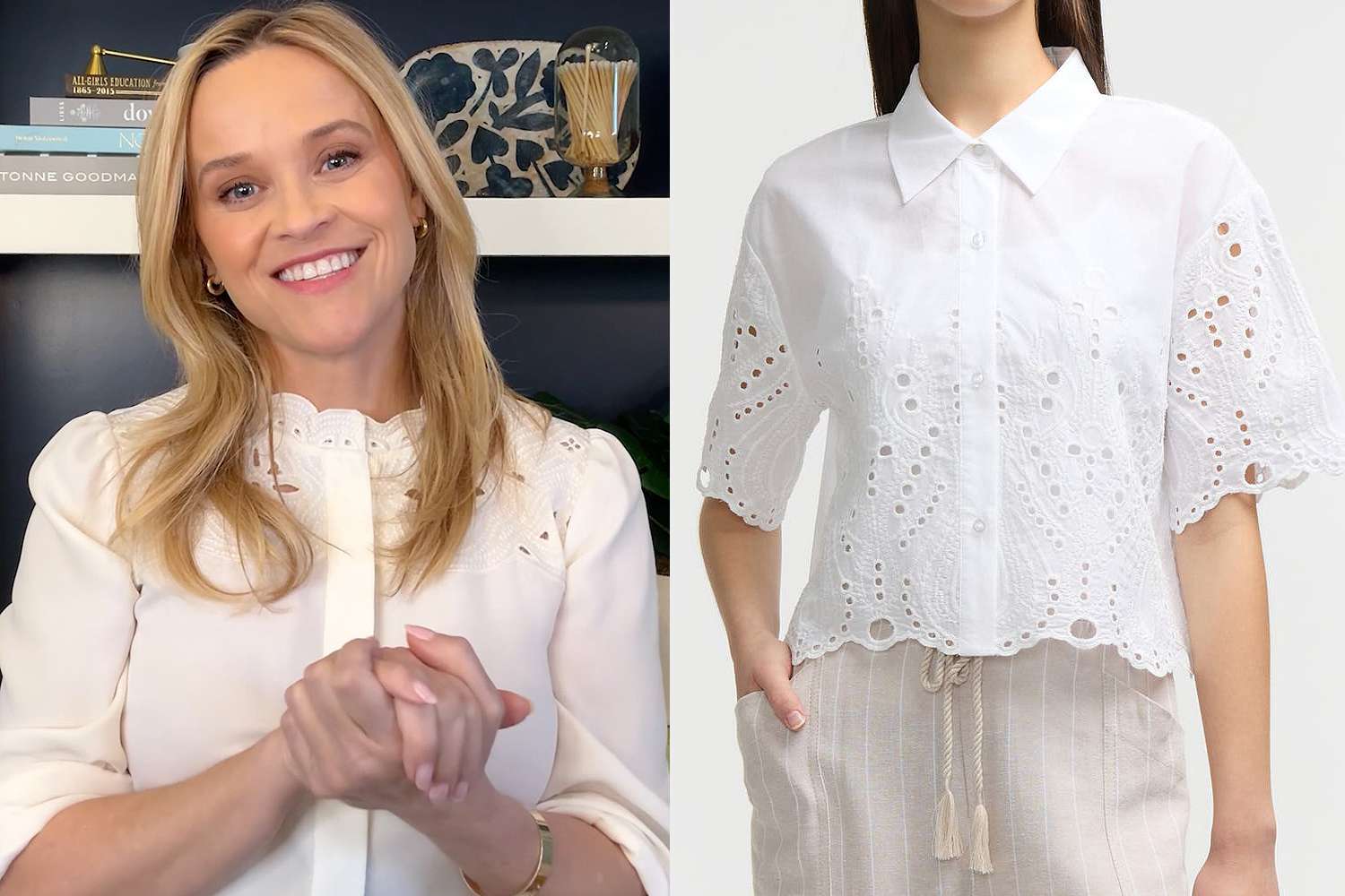 Reese Witherspoon eyelet top.