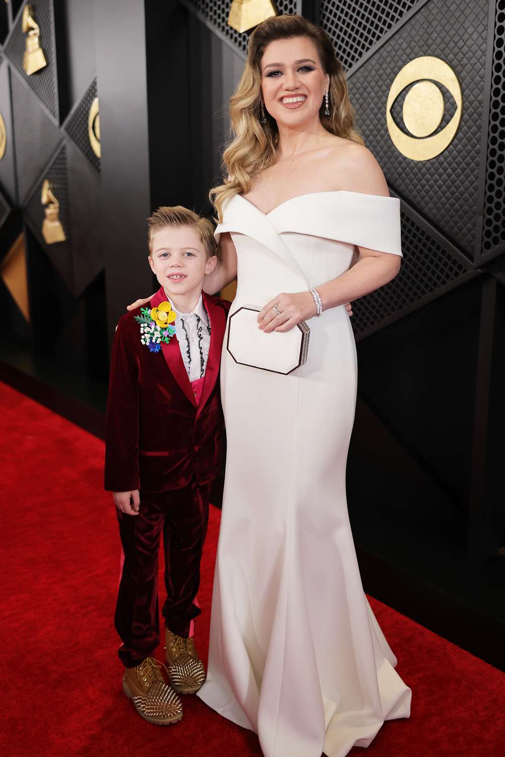 Kelly Clarkson and son Remington "Remy" Alexander attend the 66th GRAMMY Awards on February 04, 2024 in Los Angeles, California.